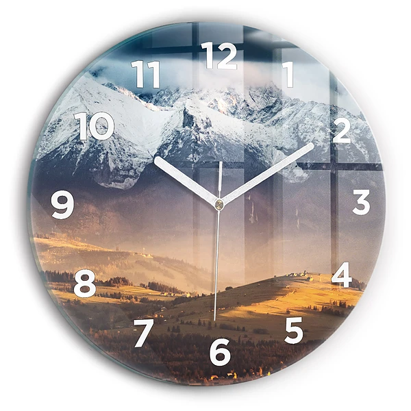 Wanduhr rund mit motiv Tatra-Gebirge im Winterpanorama