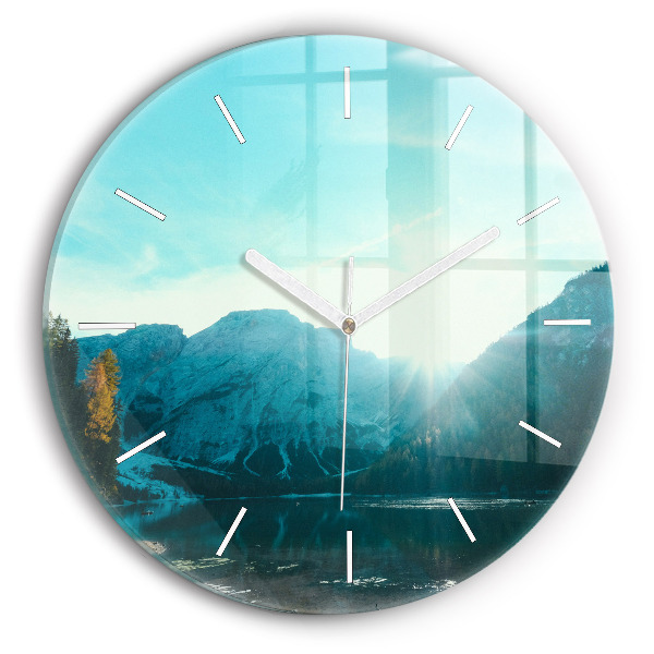 Wanduhr rund mit motiv Berg und Fluss in Polen