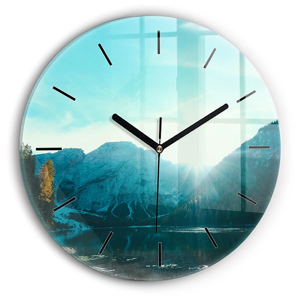 Wanduhr rund mit motiv Berg und Fluss in Polen