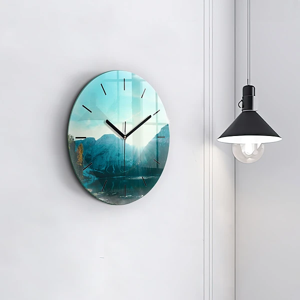 Wanduhr rund mit motiv Berg und Fluss in Polen