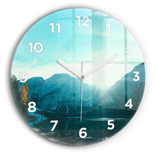 Wanduhr rund mit motiv Berg und Fluss in Polen