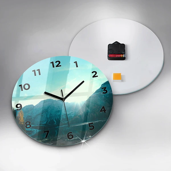 Wanduhr rund mit motiv Berg und Fluss in Polen
