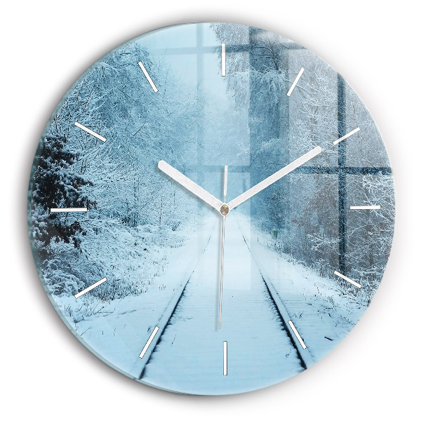 Wanduhr rund mit motiv Hirsche auf den Gleisen