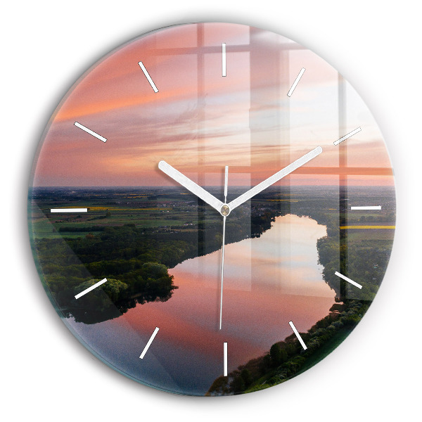 Wanduhr rund See aus der Vogelperspektive