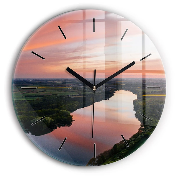 Wanduhr rund See aus der Vogelperspektive