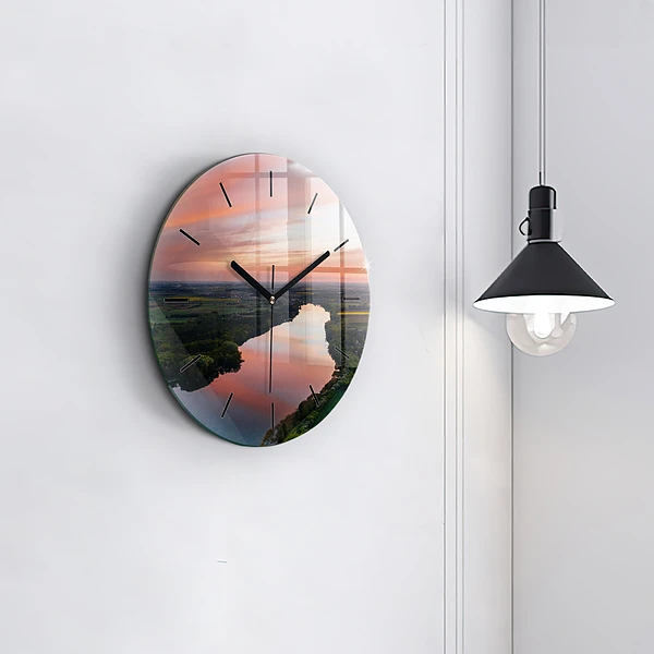 Wanduhr rund See aus der Vogelperspektive