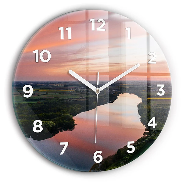 Wanduhr rund See aus der Vogelperspektive