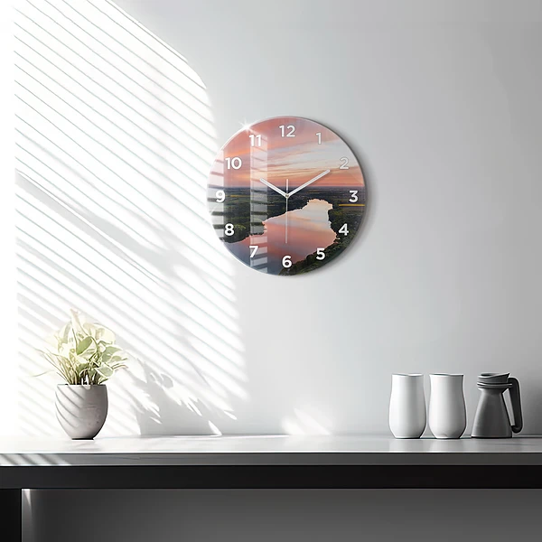 Wanduhr rund See aus der Vogelperspektive