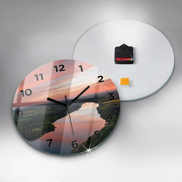 Wanduhr rund See aus der Vogelperspektive