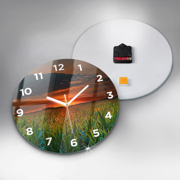 Wanduhr rund Sonnenblumen auf einer Wiese