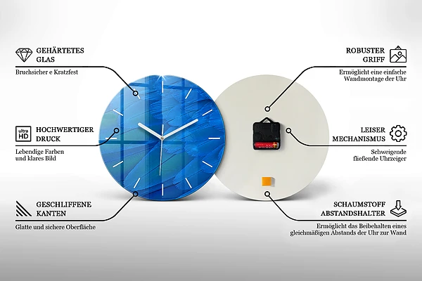 Wanduhr rund Frau auf der Straße