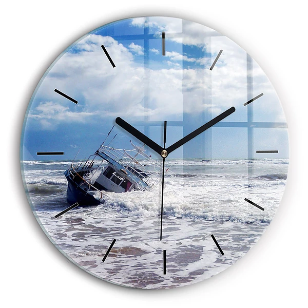 Wanduhr rund mit motiv Versunkenes Wasserfahrzeug