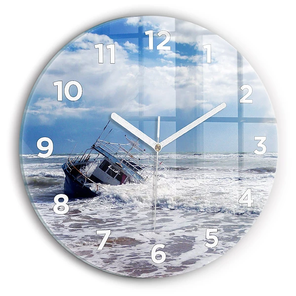 Wanduhr rund mit motiv Versunkenes Wasserfahrzeug
