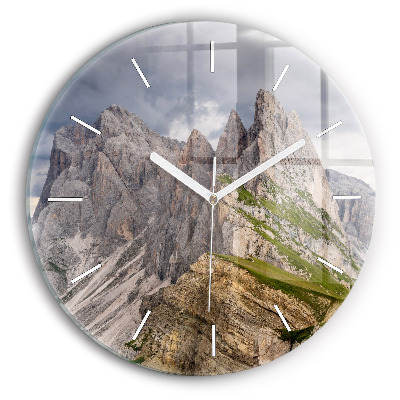 Wanduhr glas rund Felsige Berge