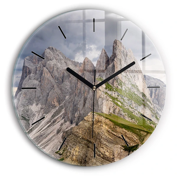 Wanduhr glas rund Felsige Berge