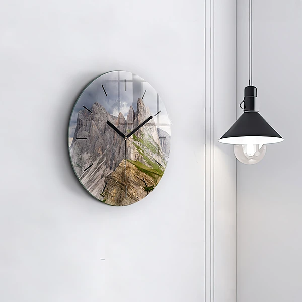 Wanduhr glas rund Felsige Berge