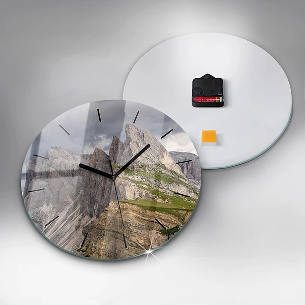 Wanduhr glas rund Felsige Berge
