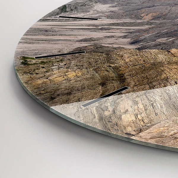 Wanduhr glas rund Felsige Berge
