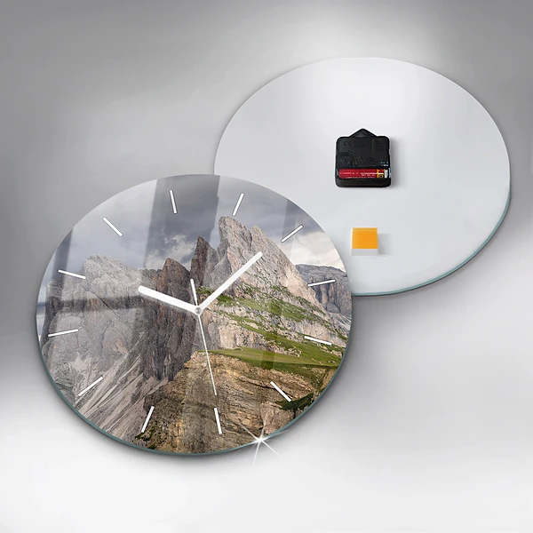 Wanduhr glas rund Felsige Berge