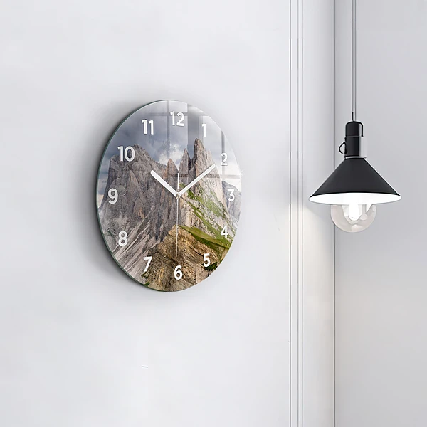 Wanduhr glas rund Felsige Berge