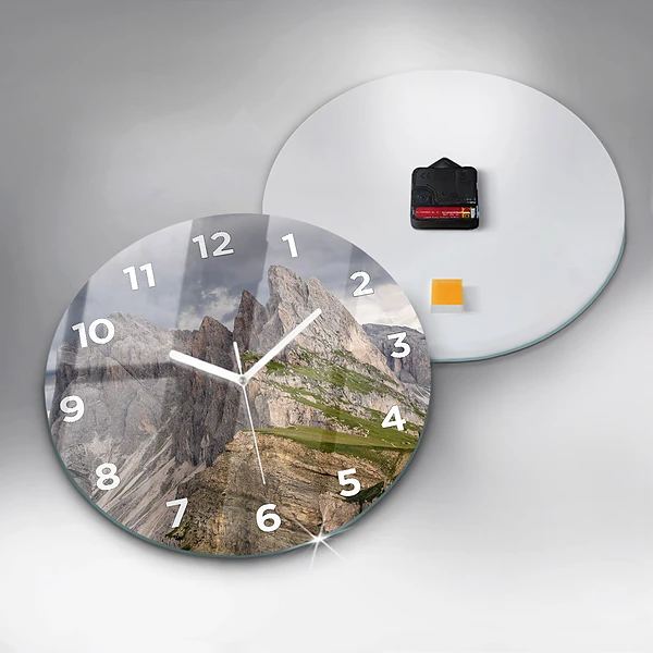 Wanduhr glas rund Felsige Berge