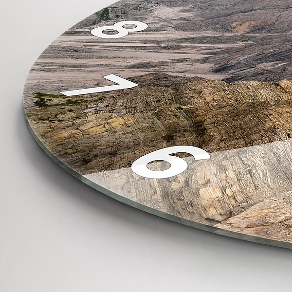 Wanduhr glas rund Felsige Berge