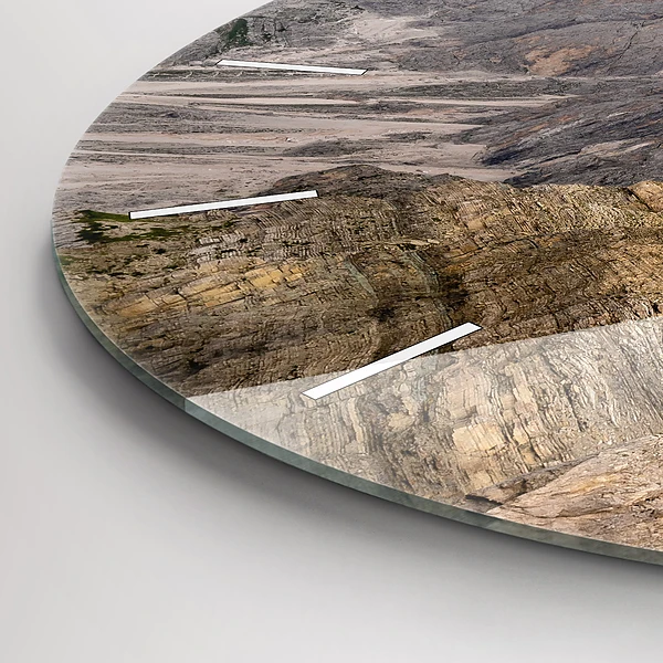 Wanduhr glas rund Felsige Berge