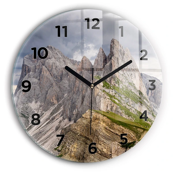 Wanduhr glas rund Felsige Berge