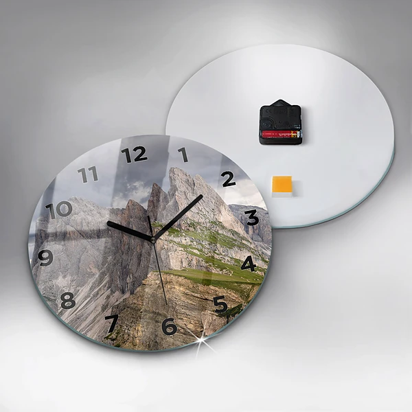 Wanduhr glas rund Felsige Berge