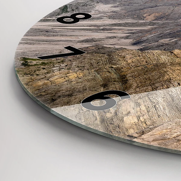 Wanduhr glas rund Felsige Berge