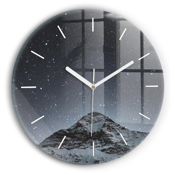 Wanduhr rund Ein Berg unter dem Sternenhimmel
