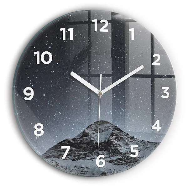 Wanduhr rund Ein Berg unter dem Sternenhimmel