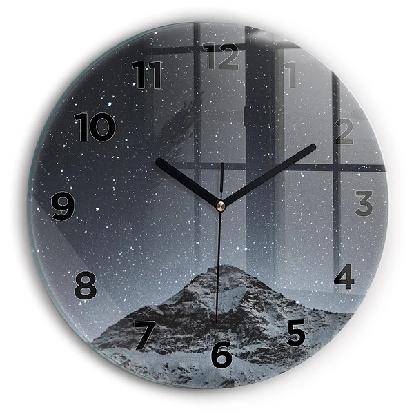 Wanduhr rund Ein Berg unter dem Sternenhimmel