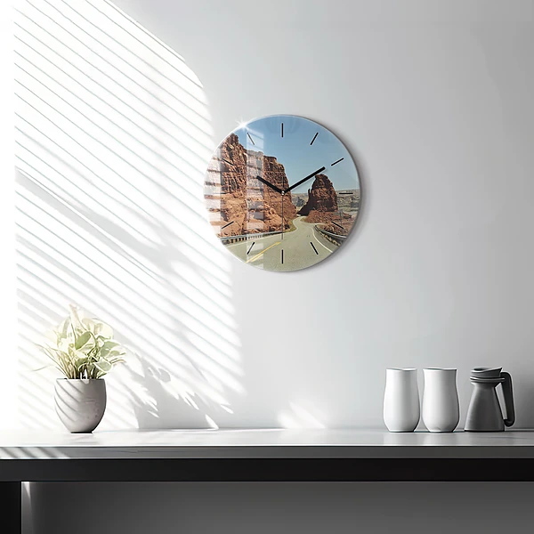 Wanduhr glas rund Die Route 66 in den USA