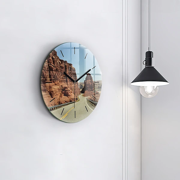 Wanduhr glas rund Die Route 66 in den USA