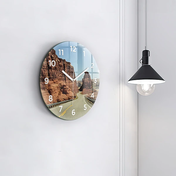 Wanduhr glas rund Die Route 66 in den USA