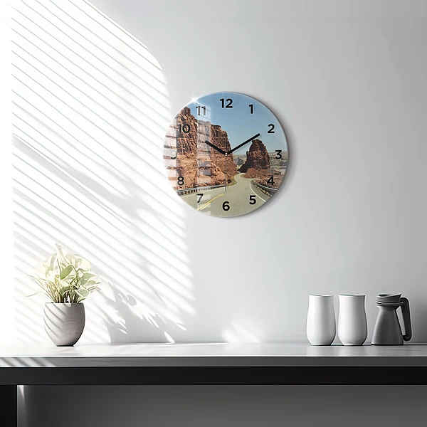 Wanduhr glas rund Die Route 66 in den USA