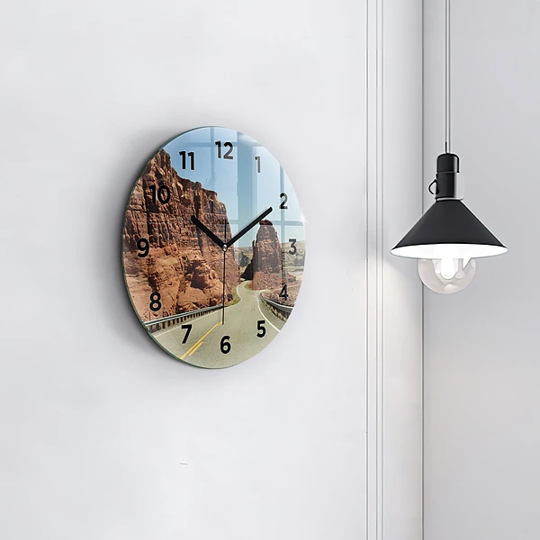 Wanduhr glas rund Die Route 66 in den USA