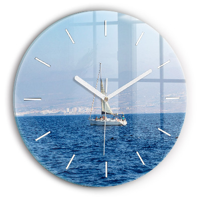 Wanduhr rund mit motiv Yacht auf Teneriffa