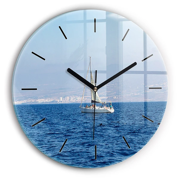 Wanduhr rund mit motiv Yacht auf Teneriffa