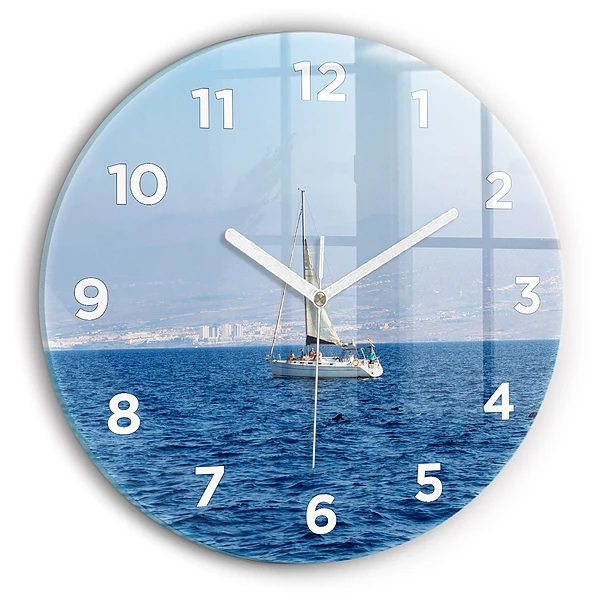 Wanduhr rund mit motiv Yacht auf Teneriffa