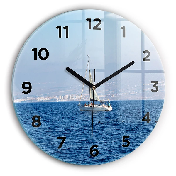 Wanduhr rund mit motiv Yacht auf Teneriffa