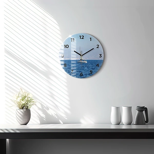Wanduhr rund mit motiv Yacht auf Teneriffa