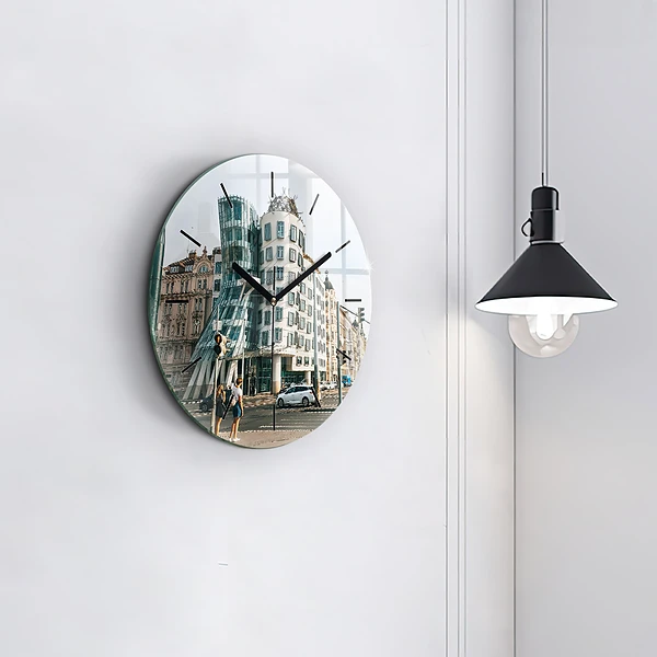 Wanduhr rund mit motiv Tanzendes Haus Prag