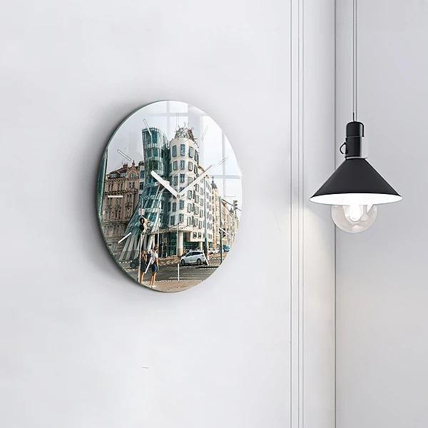 Wanduhr rund mit motiv Tanzendes Haus Prag