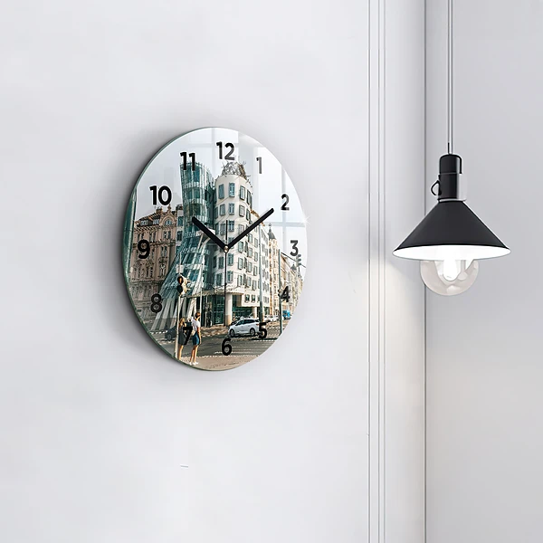 Wanduhr rund mit motiv Tanzendes Haus Prag