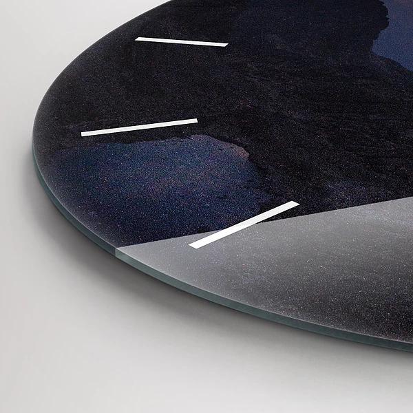 Wanduhr rund mit motiv Berge bei Sonnenuntergang