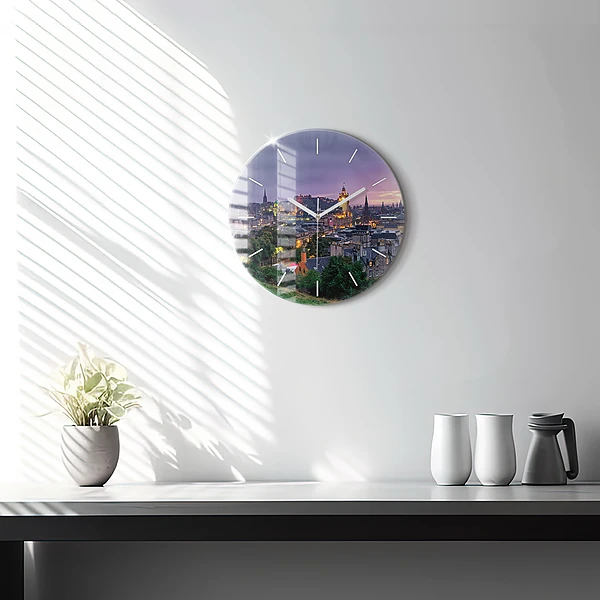Wanduhr glas rund Edinburgh vom Calton Hill aus