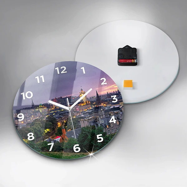 Wanduhr glas rund Edinburgh vom Calton Hill aus