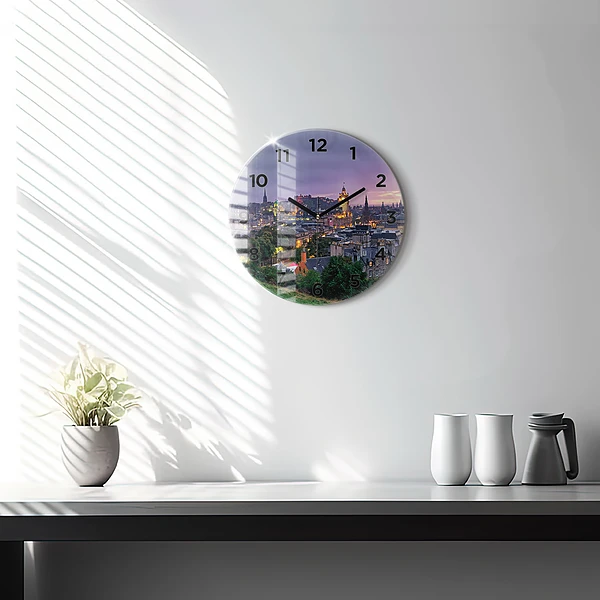 Wanduhr glas rund Edinburgh vom Calton Hill aus